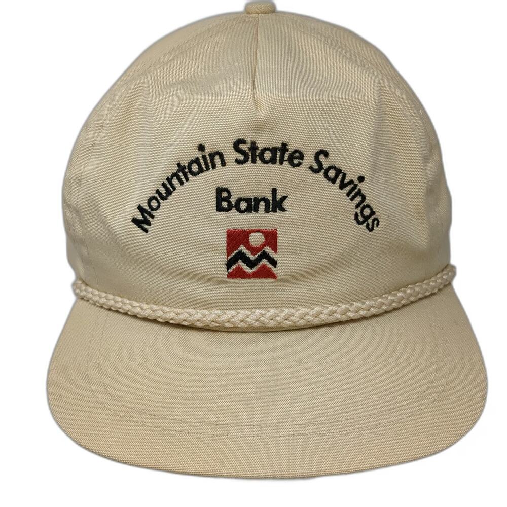 Imperial Headwear Trucker Beige Hat OS Mountain State Savings Bank Rope USA